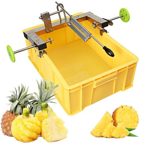 IUokLU Peladora de piña con Doble Palanca Ajustable en Ambos Lados retráctil de Acero Inoxidable Que Ahorra Esfuerzo con Cesta y Juego de Cuchillos peladores,