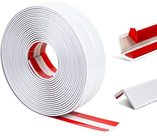 ZOWZOW 12M Wall Moulding Trim, 4cm Peel and Stick Wall Trim, L Shape Self Adhesive Edge Protector Strip, White Corner Trim for Wall Ceiling Furniture Countertop Frame