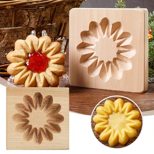 Coppapasta Tondi Tagliabiscotti da cucina in legno intagliato per biscotti, timbri per biscotti, timbri per biscotti, per timbri per biscotti, decorazioni estive primaverili (Orange, 10X10X2CM)