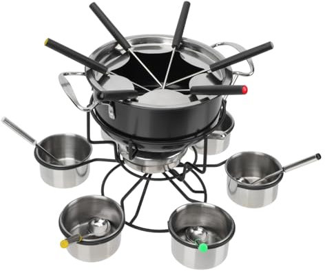 KICHOUSE Stainless Steel Fondue Pot Cheese Fondue Pot Cookware Burner Safe Stove