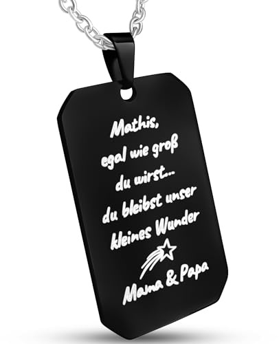 Hanessa Personalisierte Dog Tag Kette mit Gravur - Hundemarke mit Gravur Edelstahl 50 cm - Personalisierte Kette mit Namen Herren - Erkennungsmarke Männer Halskette Dog Tag