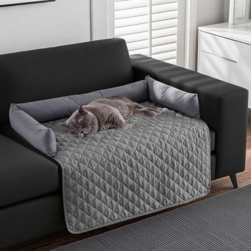 CEWROM Pelzbarn Kühlendes Sofabett, Pelzbarn Kühlendes Hundebett mit Rand, 75x75 cm Maschinenwaschbar Vier Jahreszeiten Universal Kühlpad Aus Eisseide für Sofa Boden Auto (Dunkelgrau)
