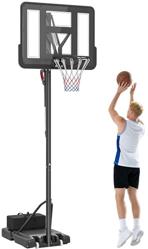 SPORTNOW Basketballkorb Outdoor mit Verstellbare Korbhöhe für Erwachsene | Basketballständer, 230-305 cm, 110 x 75 cm Bruchsichere Rückwand, Gefederter Korb, Rädern, Gewicht