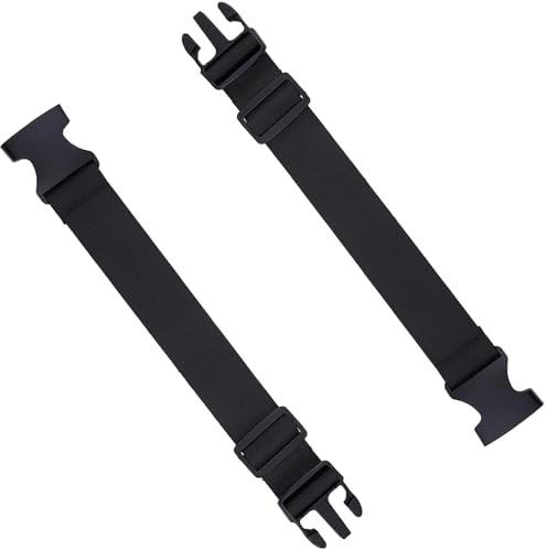 2 Piezas Correa Extensora Ajustable, Correas de Pecho para Mochila, Extensor de Cinturón para Bolsa Plátano Ajustable de Nylon Negro Elástico, para Riñonera, Equipaje, Maletas de Carga, Pesado Mochila