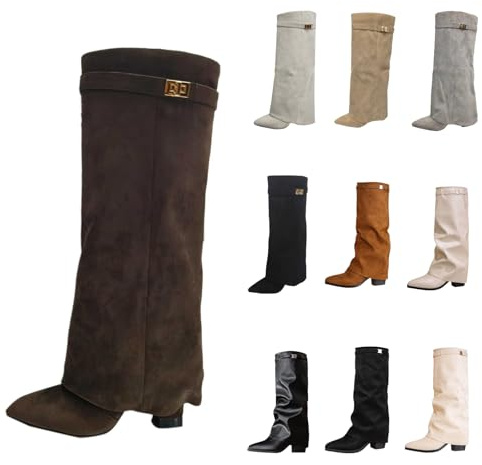 Stivali sopra il ginocchio da donna Shark Boots Stivali neri Slouchy Boots - Punta appuntita tacco con plateau gambale lungo stivali alti al ginocchio invernali caldi in pelle moda comfort eleganti