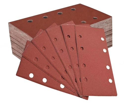 135 Stück Schleifpapier, 80 × 133 mm Rechteckig Schleifpapier Schleifblatt | 40/60/80/100/120/240/320 Körnung 8 Löcher Schleifpad klettschleifpapier für Schwingschleifer Metall Holz