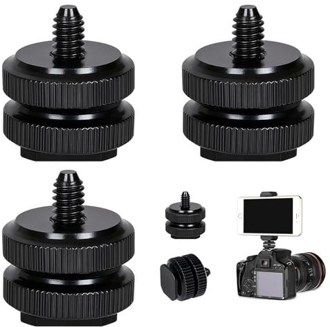 BIVYAX Adaptador de zapata de cámara profesional duradero de 3 piezas, placa de montaje de zapata fría para cámara, soporte para accesorios, accesorio de luz de zapata caliente.