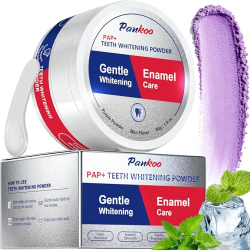 Purple Teeth Whitening Powder, 50g, Mint Flavour | Advanced Pap+ Formula, Gentle Stain Removal & Enamel Care, Vegan, Cruelty Free, 3 Months Supply with Daily Use