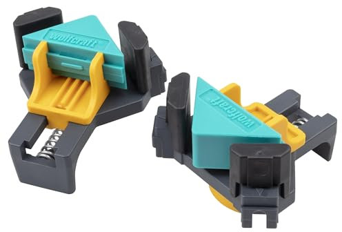 wolfcraft ES 22 Eckenspanner 3051000 Set – 2 Winkelspanner zur Fixierung von Brettern und Rahmen im 90° Winkel – Eckspanner für Brettstärken von 10-22mm