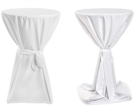 TexDeko® Stehtischhussen Premium mit Schleifenband Blickdicht für Bistrotische Bartische Tisch-Überzug Weiß Ø 70cm Oeko-TEX Zertifikat
