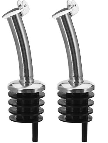 Westmark 2 Spirituosen-Ausgießer für Flaschen, Mit Klappe und Luftröhrchen, Kunststoffkorken/Messing, Nickelfrei, Classic-Standard, Schwarz/Silber, 42522280