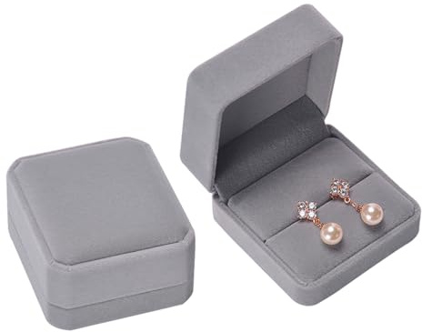 iSuperb Schmuck Etui für Ring, 2PK Ring Box Ringschachtel, Schmuckschatulle, Schmuckkästchen Damen, Samtringe Ohrringe Etui Anhänger Boxen für Hochzeit Verlobung Valentinstag 70 * 70 * 40mm