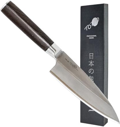 Totiko Coltello da Cucina Professionale Giapponese, Coltello Professionale in Acciaio, Lama da 16,5cm, Deba, Manico in Legno Trattato, Coltello da Pesce - Sakai Japan Knives