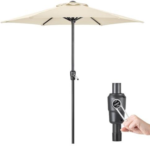 CHRISTOW Garden Parasol Umbrella Polyester Canopy Steel Sunshade With Crank Handle