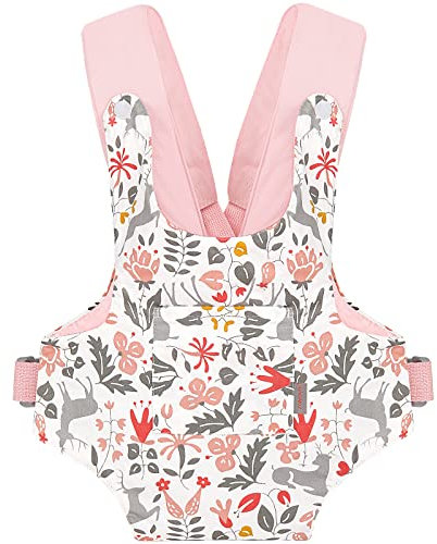 GAGAKU Puppentrage Baby Schultergurte Kreuzen Vorne und Hinten Puppenzubehör für Kinder 100% Baumwolle - Rosa Hirsch