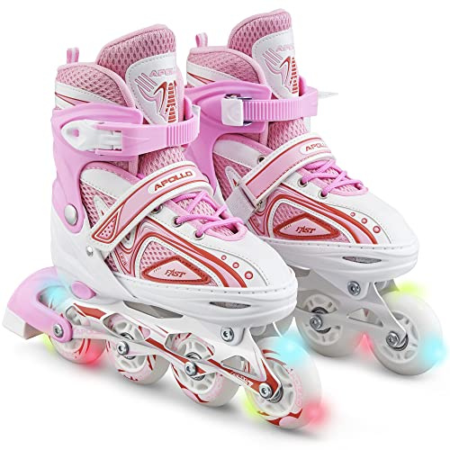 Apollo Super Blades Rollers en Ligne réglables pour Femmes et Enfants, pour Adultes, Filles et garçons dans Les Tailles 31 à 42, Rollers LED