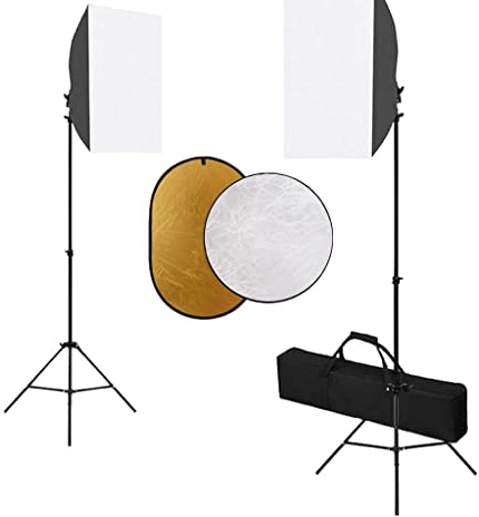 vidaXL Kit per Studio Fotografico con Softbox, Fondale e Riflettore