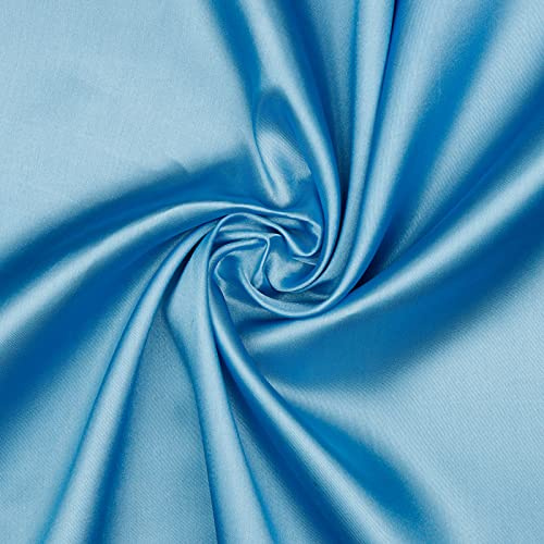 Hans-Textil-Shop Stoff Meterware Uni Glanz Satin - 1 Meter, Deko, Bekleidung, Vorhänge, Karneval, Fasching (Türkis)