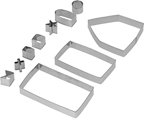 Set di stampini per biscotti con casetta di pan di zenzero 10 pezzi, kit di stampi per biscotti per biscotti in casa di Natale 3D in acciaio inox per decorare una torta fondente per le feste Strumenti