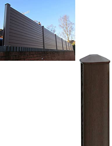 VP Plastic Fence Posts with Cap - Plastic Eco Fencing Post for Composite & Wooden Fence Panels 1.8m (6') - Walnut, (ECOFPAN)