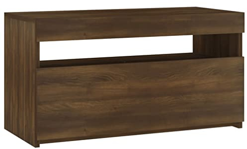 vidaXL TV Cabinet - Modern Media Centre with LED Lights - Engineered Wood in Brown Oak Finish - Compact Entertainment Unit