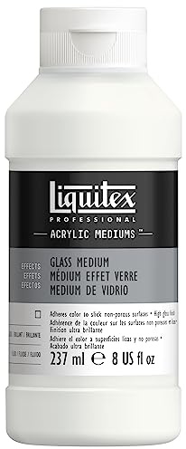 Liquitex 8870519 Glas Medium für Acrylfarben, verbessert die Haftung von Acrylfarben auf Glas oder Keramik, bildet eine kratzfeste Oberfläche, erzeugt ein glattes hochglänzendes Finish - 237ml Flasche