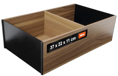 Blum AMBIA-LINE organiseur de tiroir en décor bois haut de gamme | idéal cuisine, bain, dressing | utilisable modulairement et tenue sûre par pieds antidérapants | 37 × 22 × 11 cm | Noyer Tennessee