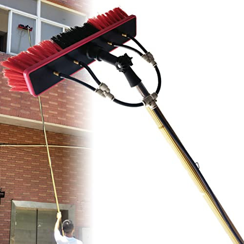 FENGSSLL Kit Pulizia Pannelli Fotovoltaici Water Broom Spazzolone Telescopico con Asta Estendibile, per La Pulizia di Finestre, Pannelli Fotovoltaici E Solari, Lavavetri Telescopico,12FT/3.6M