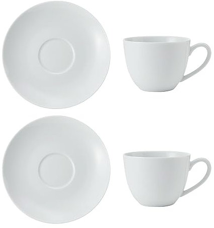 Mikasa Chalk Set di 2 tazze e piattini per cappuccino in porcellana, tazze da caffè per tutti i giorni, 310ml