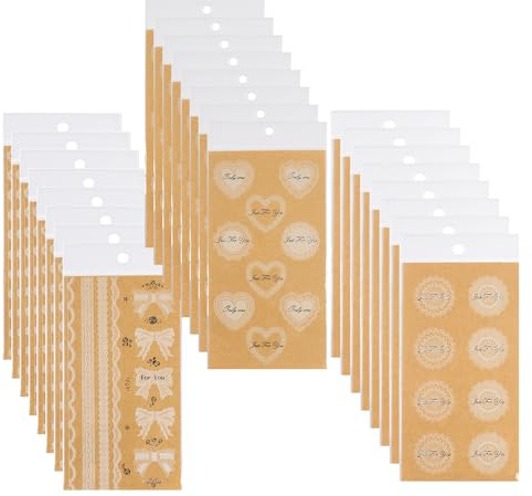 ONEBO 24 Hojas Transparente Encaje Pegatinas, Autoadhesivo Scrapbooking Pegatinas, Álbum Marco Pegatina, para sobres, invitaciones de boda, tarjetas de felicitación, DIY Decoración (3 estilos)