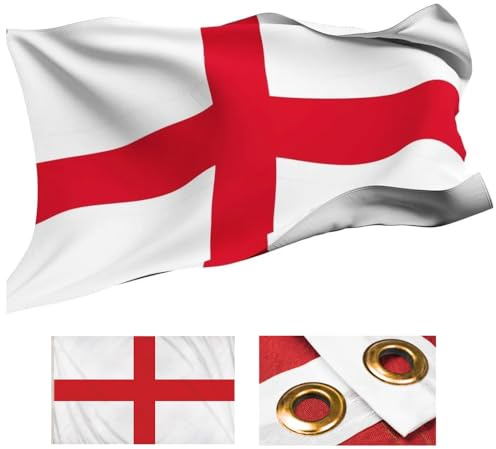 England 5x3ft Country Flag 150x90cm Football Banner Rugby Raise The Colours, UV Fade Resistant - Double Stitched - National Flags Polyester with Brass Grommets 5 x 3ft (England)