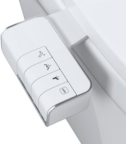 Hibbent Push-Button Bidet Toilettensitzaufsatz mit Nicht-elektrischer Doppeldüse, Einstellbarer Wasserdruck, Kaltwasser-Bidetaufsatz für Toilette EU, Einfache Installation zu Hause,Selbstreinigend