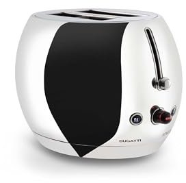 BUGATTI Romeo, Tostapane di Design Multifunzione in Acciaio Inox, 7 Livelli di Tostatura, 4 Funzioni, Pinze non Incluse, 870-1035 W, Colore Acciaio