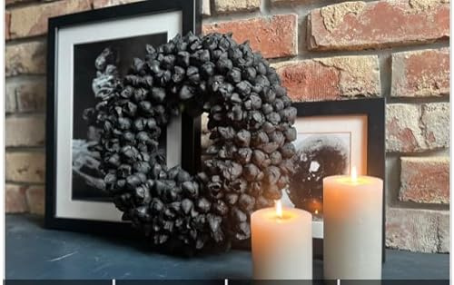 Shabby-schwarz Kranz/Türkranz/Wandkranz mit Coco-Früchten 40 cm Durchmesser