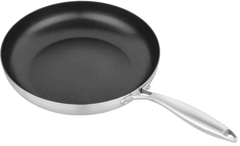 Morleos® Sartén de 22 cm de diámetro, sartén de 5 capas, revestimiento antiadherente completo, inducción, gas, eléctrica, sartén de inducción de acero inoxidable recubierto