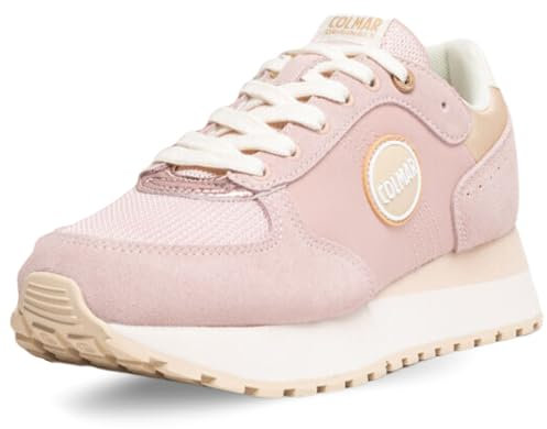 Colmar Scarpe Donna Sneaker Travis Authentic High Outsole 051 Suede/Mesh Rosa/Beige DS24CO03 40