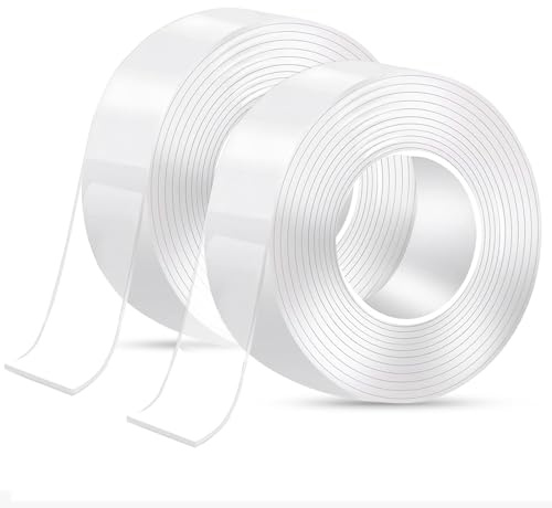 selutiya 10m Doppelseitiges Klebeband Extra Stark, abnehmbares, waschbares, geeignet für Fotowände, Teppiche, Büros, Küchen usw.