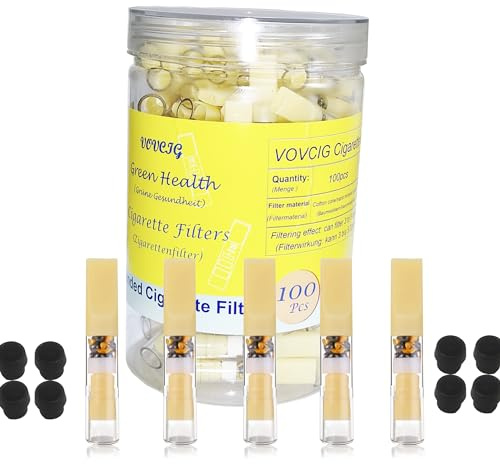 VOVCIG Filtros de cigarrillos que eliminan el alquitrán y los productos químicos, extienden los filtros de cigarrillos desechables, adecuados para cigarrillos normales y ligeros de 5,5 mm (100