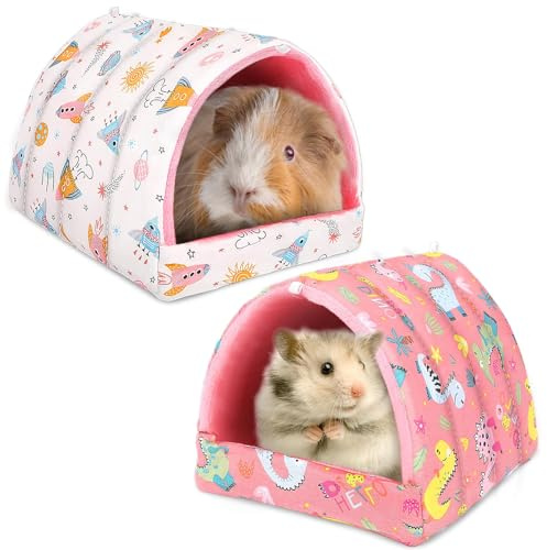 UPINS 2 Pack Guinea Pig Bed, Guinea Pig Hideout Washable Small Animal House Cage Accessories for Dwarf Rabbits Chinchillas Hamsters Hedgehogs Ferrets Bearded Dragons and Rats