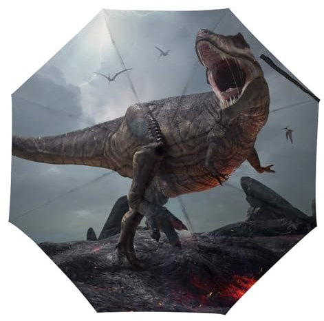 YBQLNP Kompakter Reise Regenschirm Dinosaurier Taschenschirm Automatisch Auf Und Zu Faltbarer Sonnenschirm