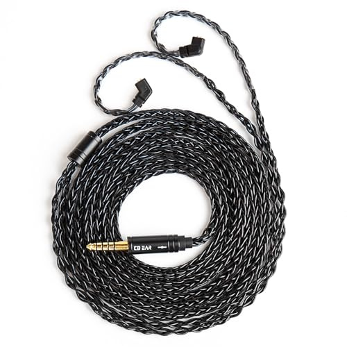 2M Long Recessed 2Pin IEM Cable, in Ear Monitor Replacement Earphone Cable, KBEAR ST12 Plus 8 Core 4N OFC Silver-plated HiFi Headphone Wire for KZ ZS10 PRO/ZSN PRO X/CCA CRA Earbuds (Dark, QDC 4.4MM)