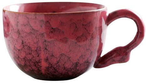 Dowbom Suppenschüssel mit Griff, 600 ml Bouillon-Tassen, Suppenschalen mit Griffen, Mikrowellen-Suppentasse (rot)
