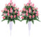 Lodou Artificial Cemetery Flowers,Outdoor Grave Decorations Roses,Arrangements Bouquet with Cemetery Vase, Silk Flowers for Long-Lasting Remembrance (Pink)