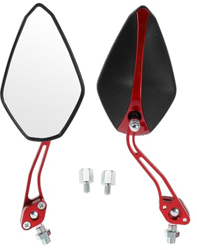 INFINAUTO Motorrad-Rückspiegel 1 Satz Einstellbar M8/M10 Prismatisch | Aluminiumlegierung, Kunststoff, Schwarz, Rot, 12,5x7,5cm, 24x8,2cm, Für Harley, Für Honda, Klare Sicht, Toter Winkel