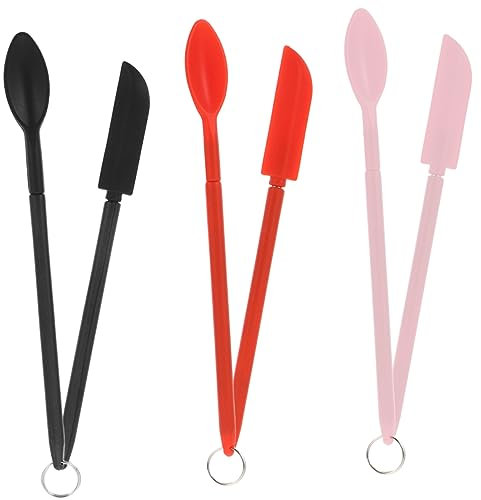 NULYLU 3sets Silicone Weaning Spoon Mini Telescopic Spatula for Baking and Cooking Multi-Functional Butter for Kitchen Use