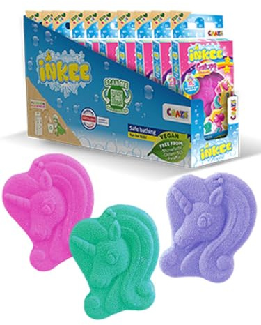 INKEE Mini Pack Galupy Unicorn, display da 10 set di 3 bombe da bagno per bambini con le forme dei loro unicorni Galupy e aroma di gomma da masticare, divertimento assicurato