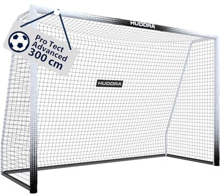 HUDORA Fotbollsmål Pro Tect Advanced – fotbollsmål för utomhus med nät och väderbeständig hölje för barn/vuxna – enkel montering i trädgården – högkvalitativ målvägg med blixtlås och kardborrfästen