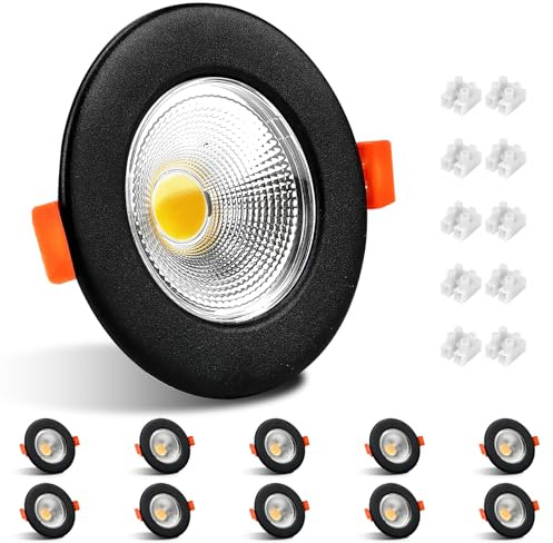 Allesgute 10er LED Einbaustrahler 230V Schwarz 10W Einbauleuchten 850LM 4000K Neutralweiß LED Spots 65-85mm Lochmaß Einbauspots Flach für Schlafzimmer Küche Wohnzimmer