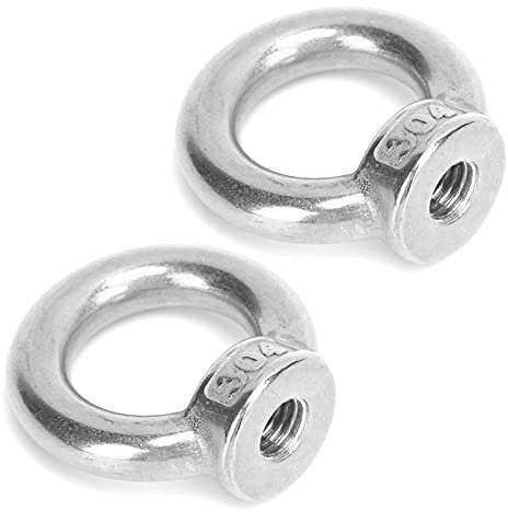 Funien Meeresringmutter, 2pcs Heben Sie Augenmuttern Edelstahl, Außenwasserwerkzeuge für Industrie, Schiffe, Yachten, Speedboote (M10)