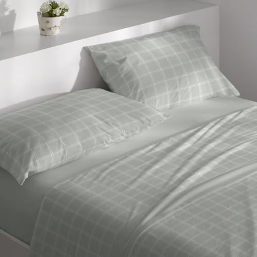 Burrito Blanco | Juego de Sábanas Velvelina Invierno Cama 150-160 Salvia | 4 Piezas: Bajera, Encimera y 2 Fundas | 100% Poliéster | Cálidas | Extra Suaves | Tacto Suave | No Necesita Planchado